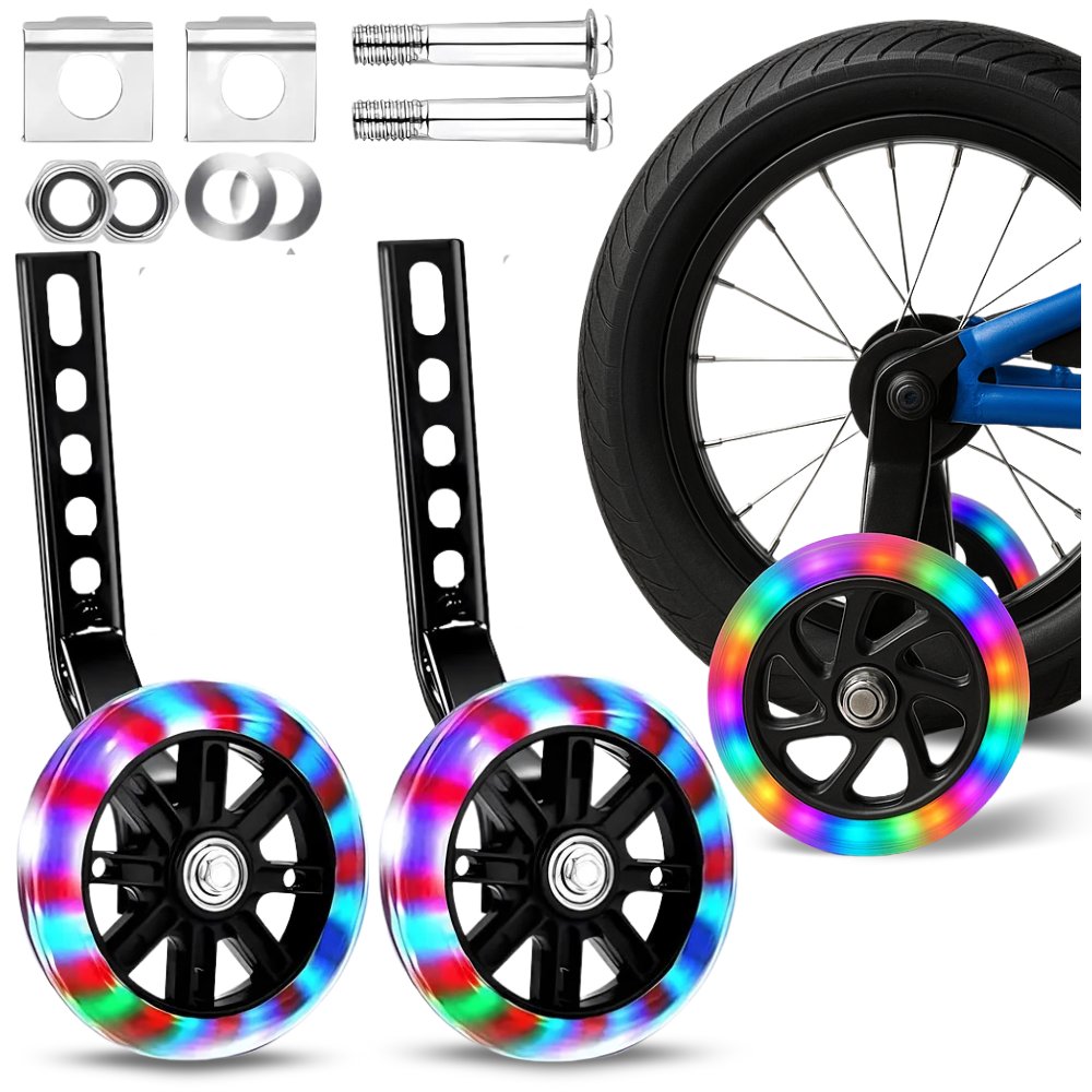 kółka boczne do roweru led czarne