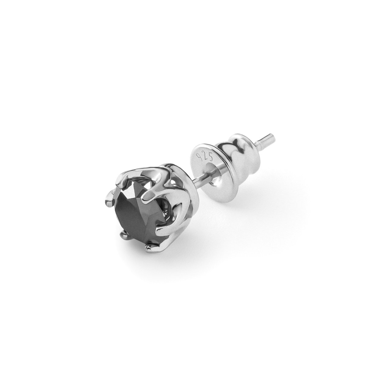 Srebrny męski / damski kolczyk diament syntentyczny 6mm, srebro 925 : Srebro - kolor pokrycia - Pokrycie platyną