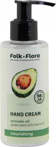 Odżywczy krem do rąk Olej Awokado Kakao Witamina E Folk & Flora 150ml