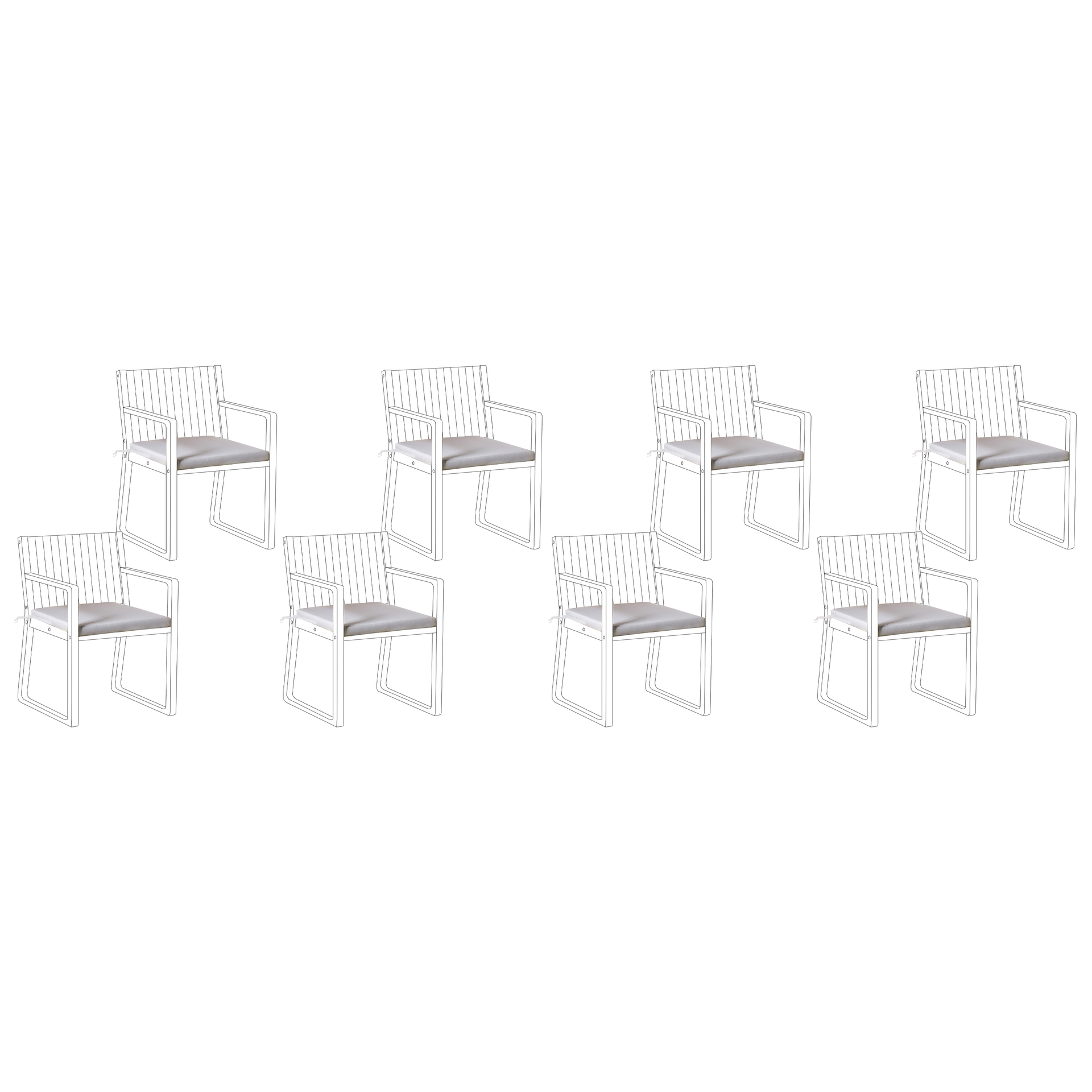 BLmeble Zestaw 8 poduszek na krzesło ogrodowe SASSARI PREMIUM 46 x 46 cm Jasnoszary