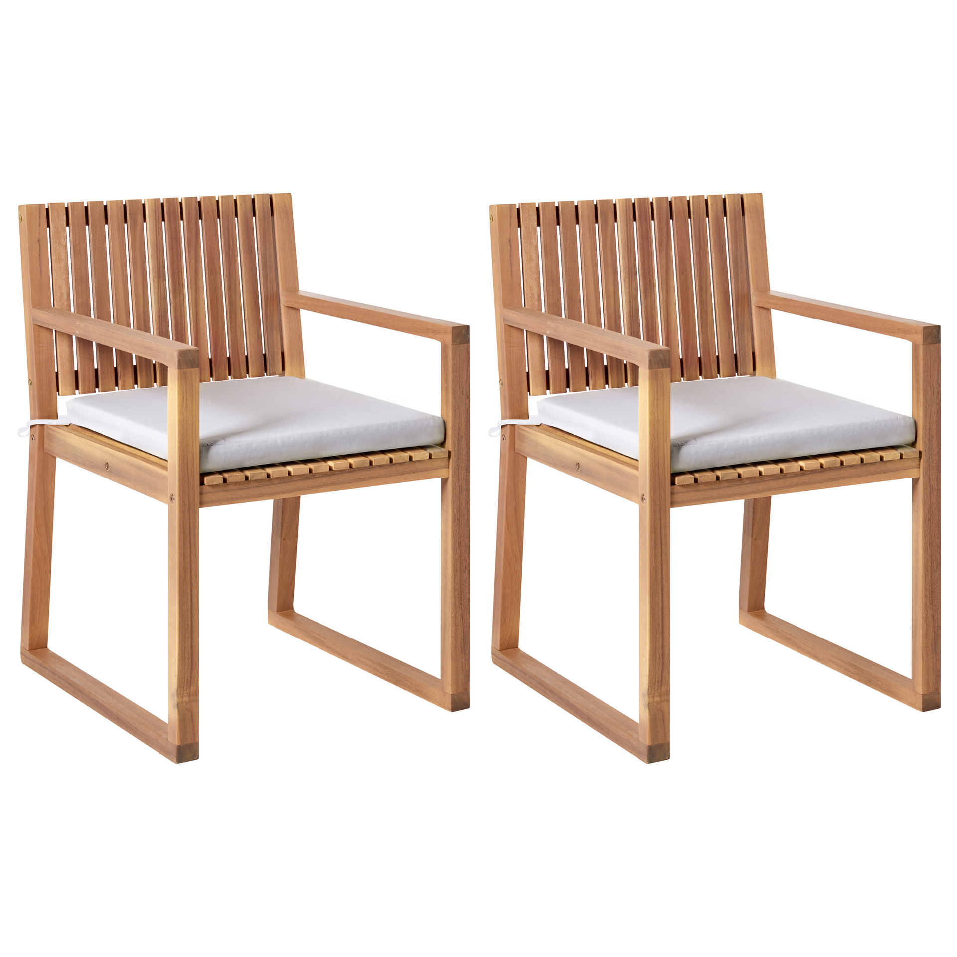 BELIANI Zestaw 2 krzeseł ogrodowych z poduszkami SASSARI PREMIUM Certyfikowane drewno akacjowe Jasnoszary