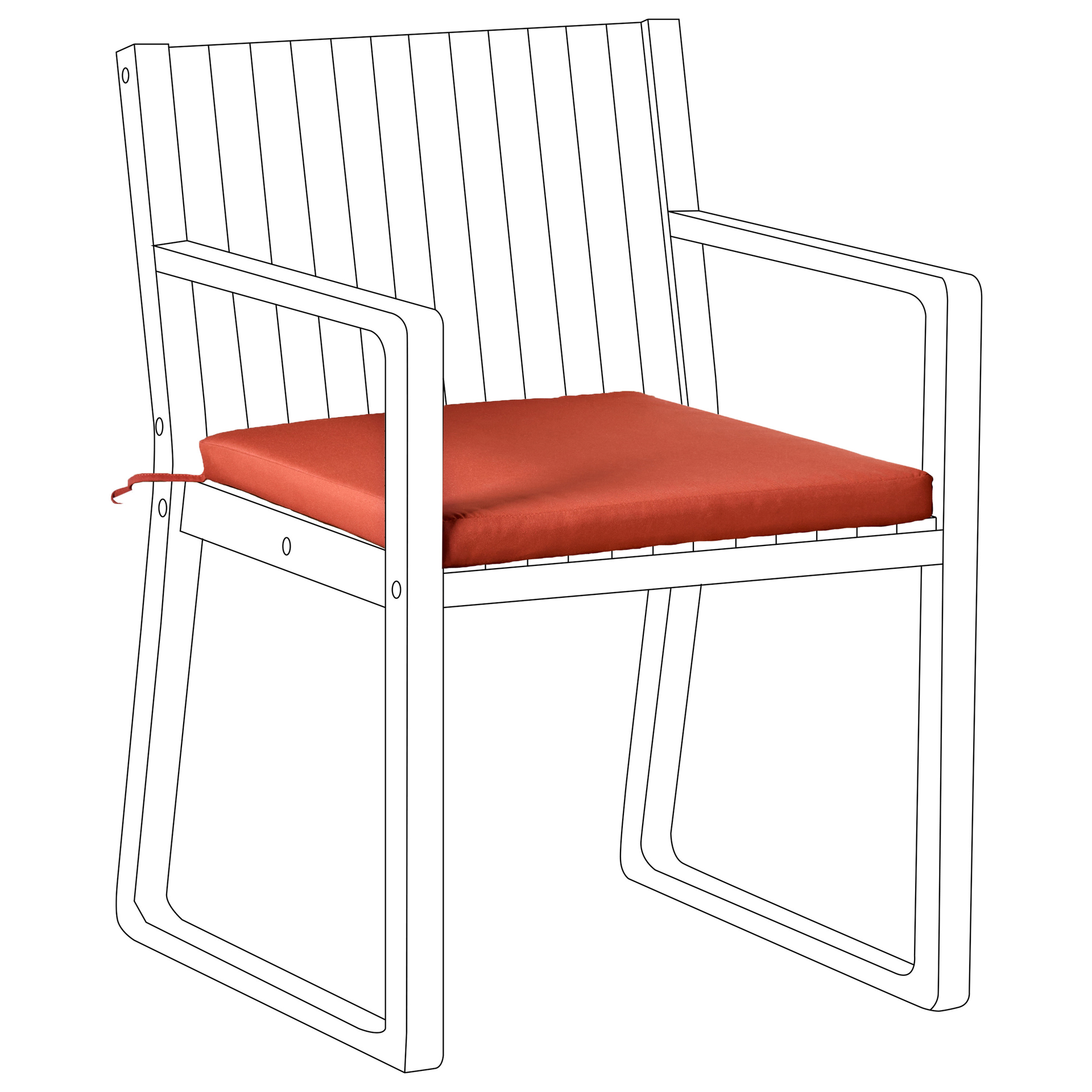 BLmeble Poduszka na krzesło ogrodowe SASSARI PREMIUM 46 x 46 cm Czerwony