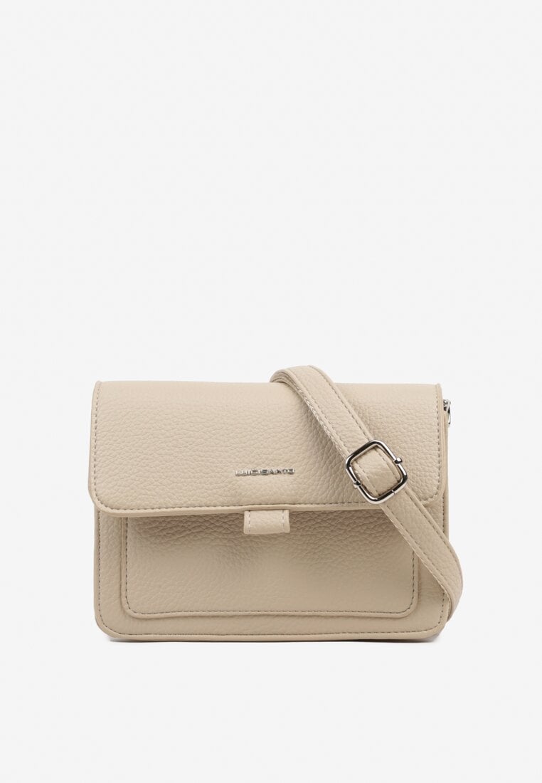 Jasnobeżowa Klasyczna Torebka Listonoszka z Zamknięciem na Klapę Izlira
