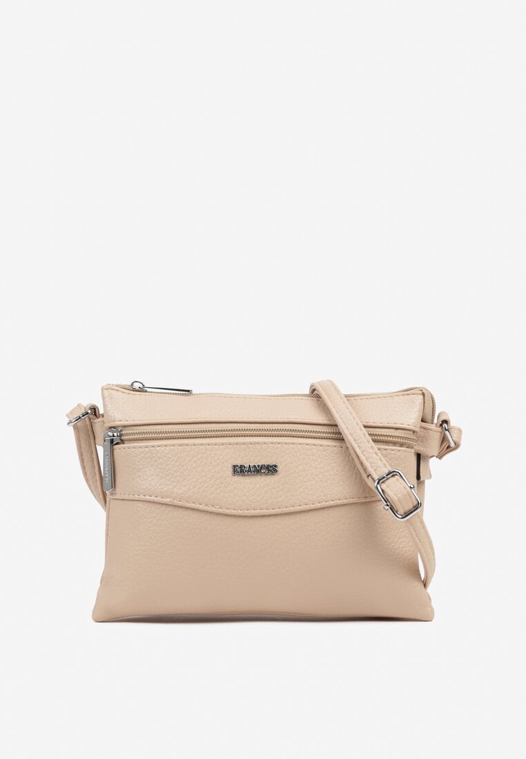 Ciemnobeżowa Prostokątna Torebka Listonoszka z Suwakiem Izema