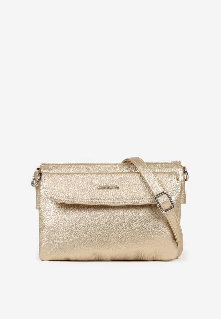 Złota Mała Torebka Listonoszka z Klapą Izeluna