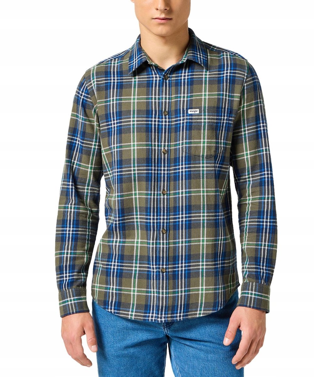 Koszula Wrangler 1 PKT SHIRT 112357239 Green Blue M