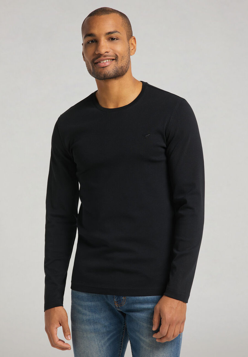 Mustang Style Anton B Basic Męski Longsleeve Koszulka Z Długim Rękawem Black 1009340 4142-M