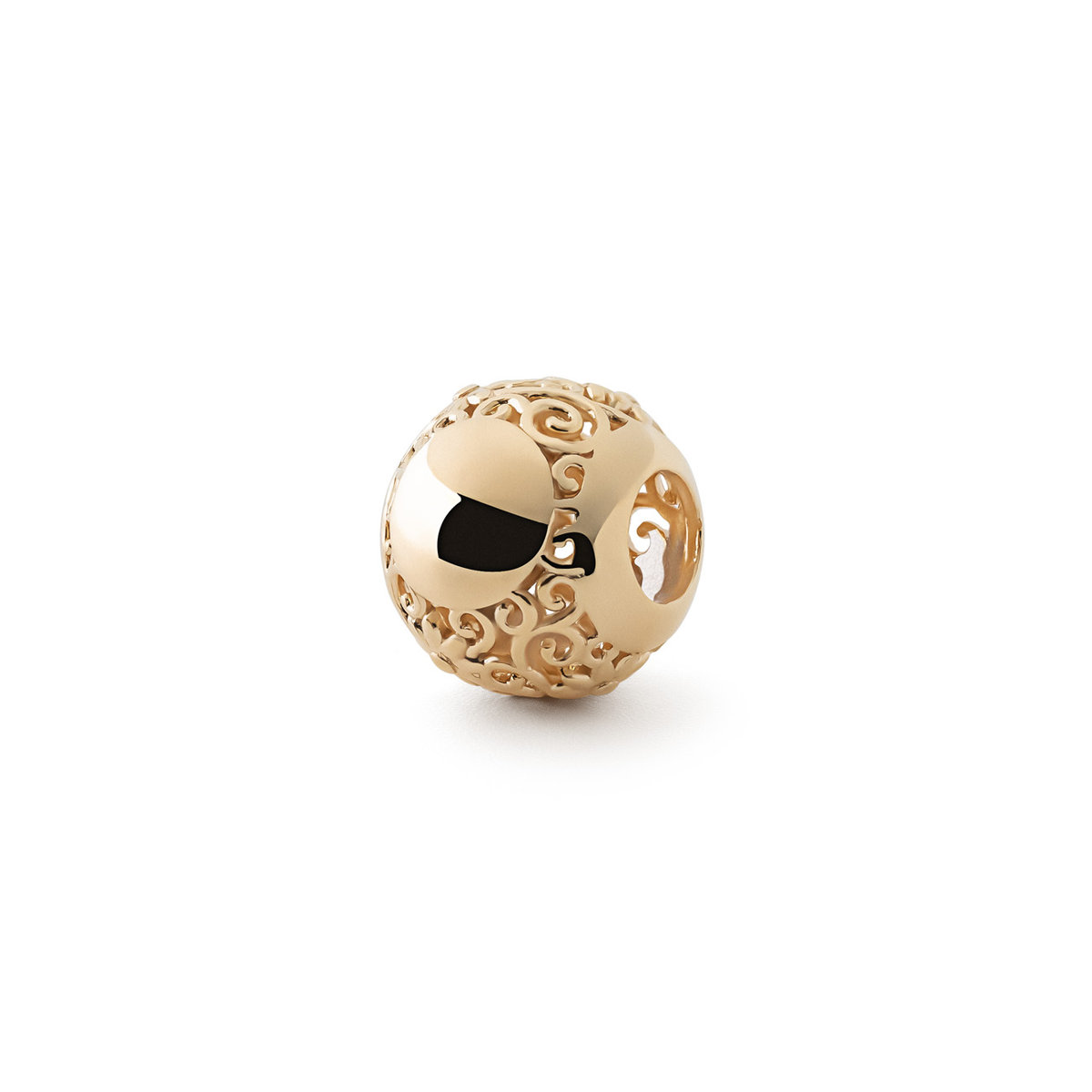 Ażurowa kula typu beads, srebro 925 w złotym pokryciu