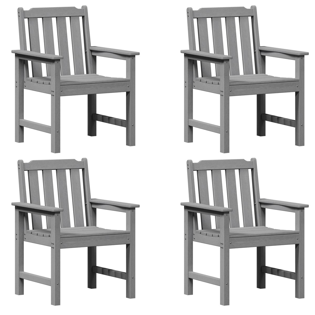 Krzesła jadalne vidaXL 4 szt. Jasnoszary 65.5x55.5x88 cm HDPE, Krzesła jadalne vidaXL 2 szt. Jasnoszary HDPE