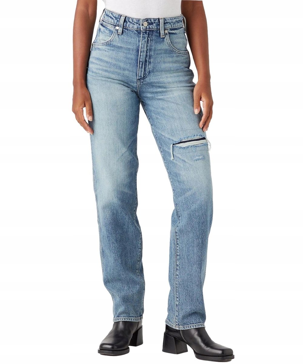 Jeansy Wrangler Mom Straight 112343582 W27M38479 Tainted Wash W 26 / L 32