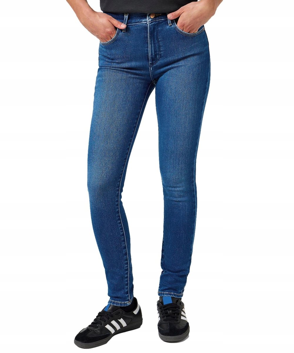 Jeansy Wrangler High Rise Skinny 112355898 Azure Sky W 27 / L 32