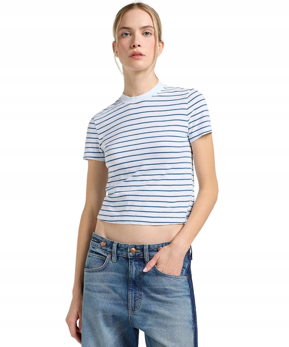T-shirt Lee CROPPED TEE 112363460 White Indigo Stripe S