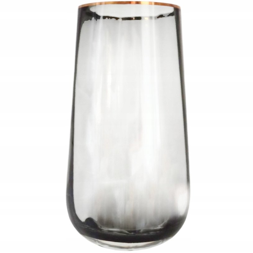 WAZON SZKLANY GRADIENT PRĄŻKOWANY ZŁOTA OBRĘCZ ELEGANCKI PRZYCIEMNIANY 24CM