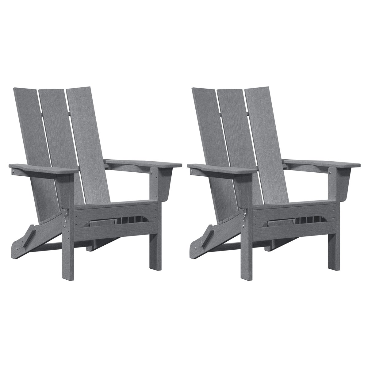 Składane krzesła Adirondack vidaXL 2 sztuki Jasnoszare 74.5x80.5x90 cm HDPE, Składane krzesło Adirondack vidaXL Jasnoszare 74.5x80.5x90 cm HDPE