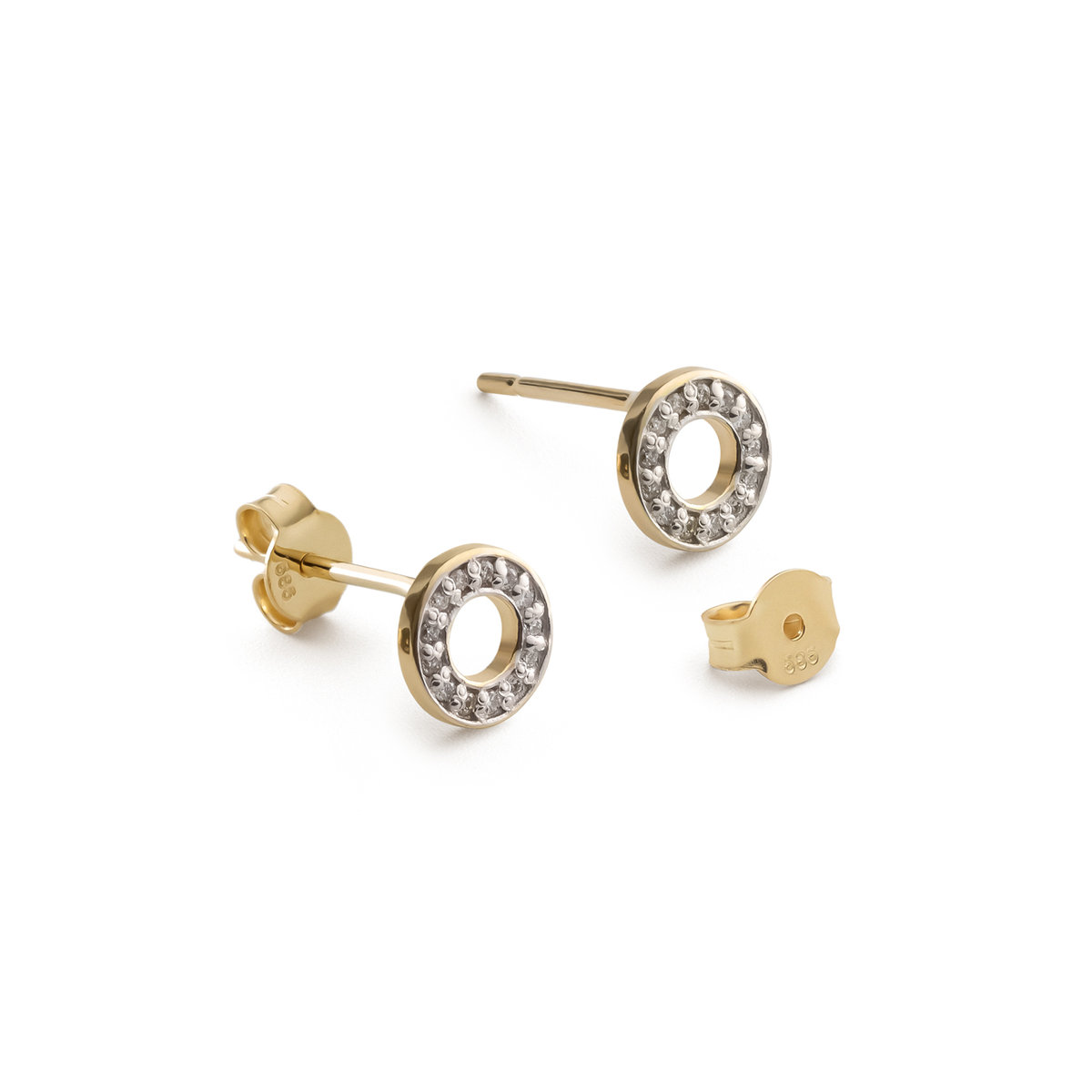 Okrągłe złote kolczyki z brylantami