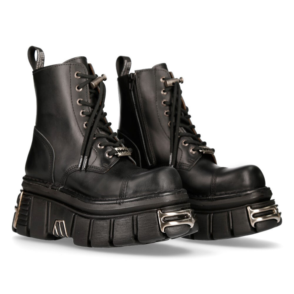 buty NEW ROCK NOMADA NEGRO, TOWER NEGRO ACERO E14 + lateral + puntera + trasera + PASACORDON + CUCHILLA [M.NEWMILI083-S37]-37