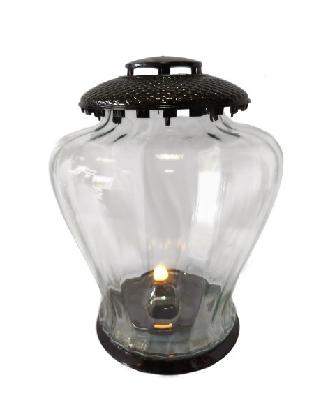 Znicz szklany duży z wkładem led czarny KOBE