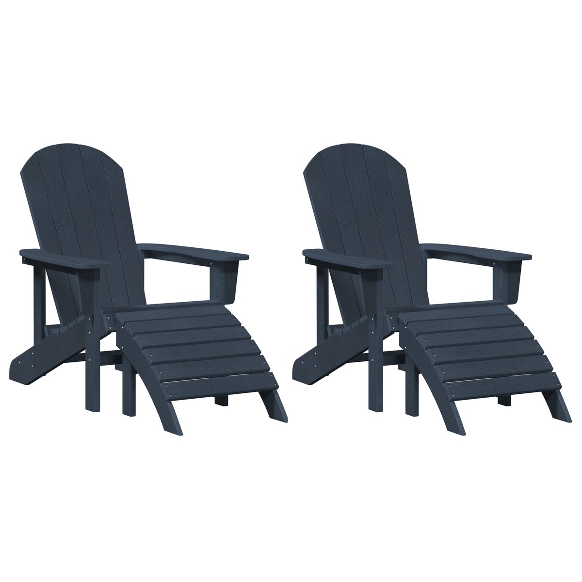 vidaXL Krzesła Adirondack z podnóżkami 2 szt. granatowy HDPE