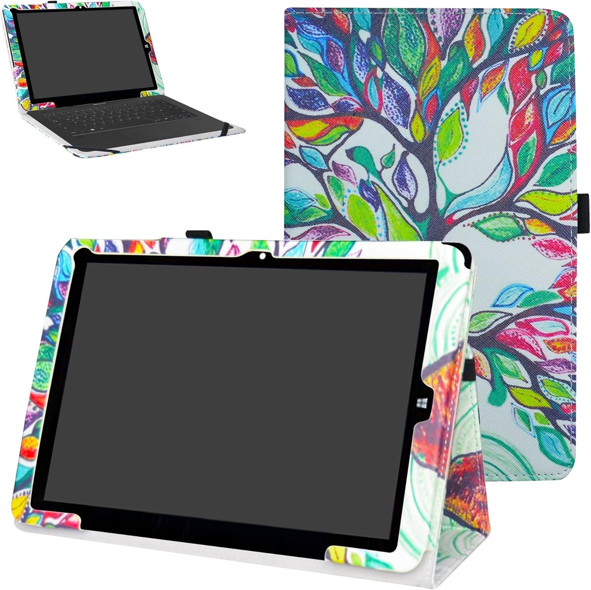 ETUI NA TABLET CHUWI HI12 KOLOROWE DRZEWKO ZAMYKANE Z KLAPKĄ OCHRONNE