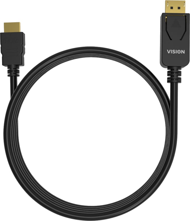 Vision TC 2MDPHDMI/BL adapter kablowy 2 m DisplayPort HDMI Typu A (Standard) Czarny TC 2MDPHDMI/BL