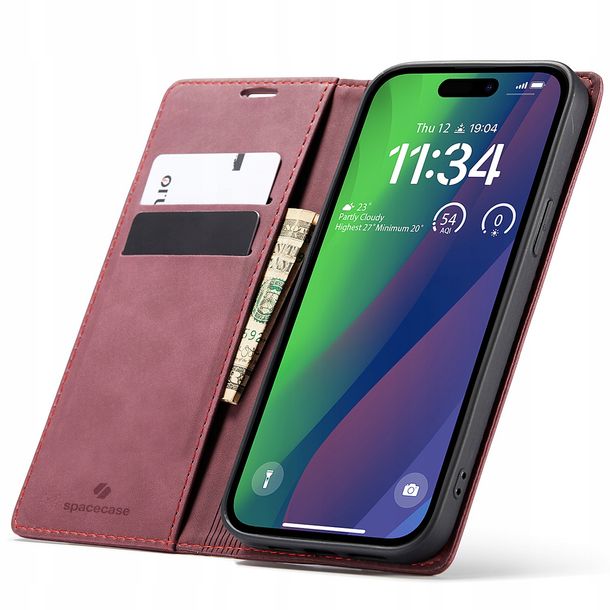 Eleganckie etui z klapką portfel kieszonka pokrowiec case do iPhone 15