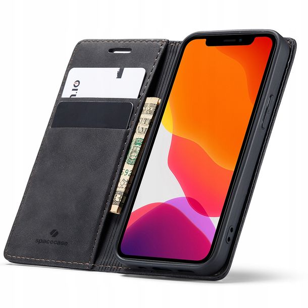Eleganckie etui z klapką portfel kieszonka pokrowiec case do iPhone 12 Mini