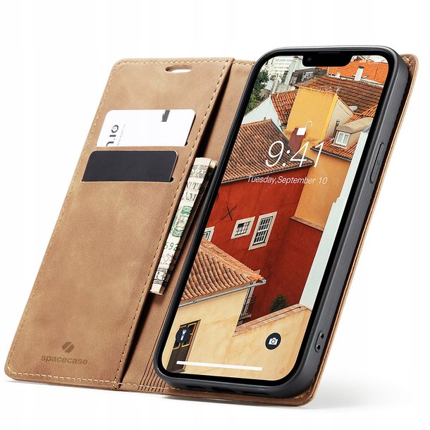 Eleganckie etui z klapką portfel kieszonka pokrowiec case do iPhone 14