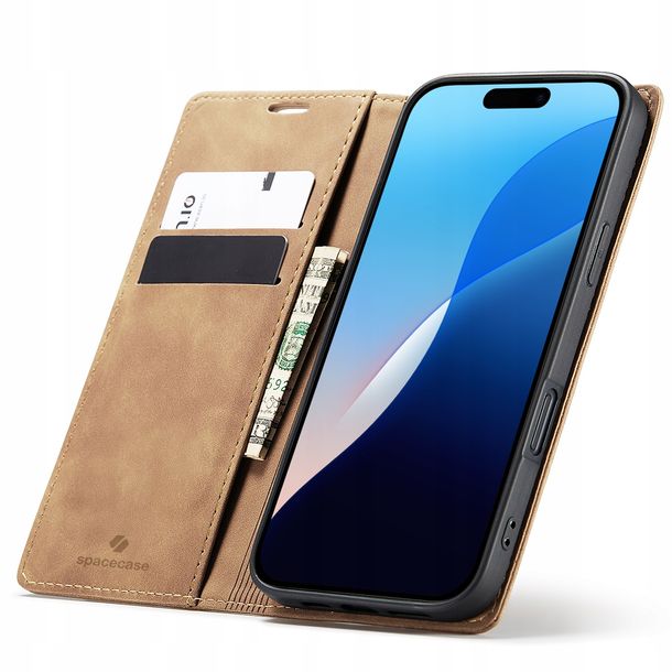 Eleganckie etui z klapką portfel kieszonka pokrowiec case do iPhone 16 Pro