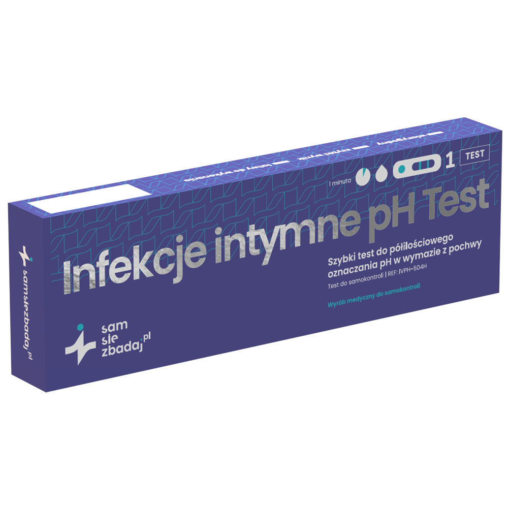 Sam się zbadaj Infekcje intymne pH Test, szybki test do półilościowego oznaczania pH w wymazie z pochwy, 1 sztuka