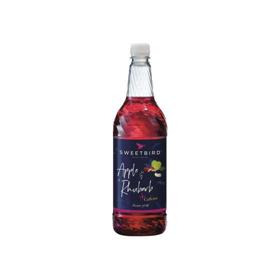 Syrop do napojów mrożonych z dodatkiem kofeiny Sweetbird Fusions+ Apple and Rhubarb, 1 l
