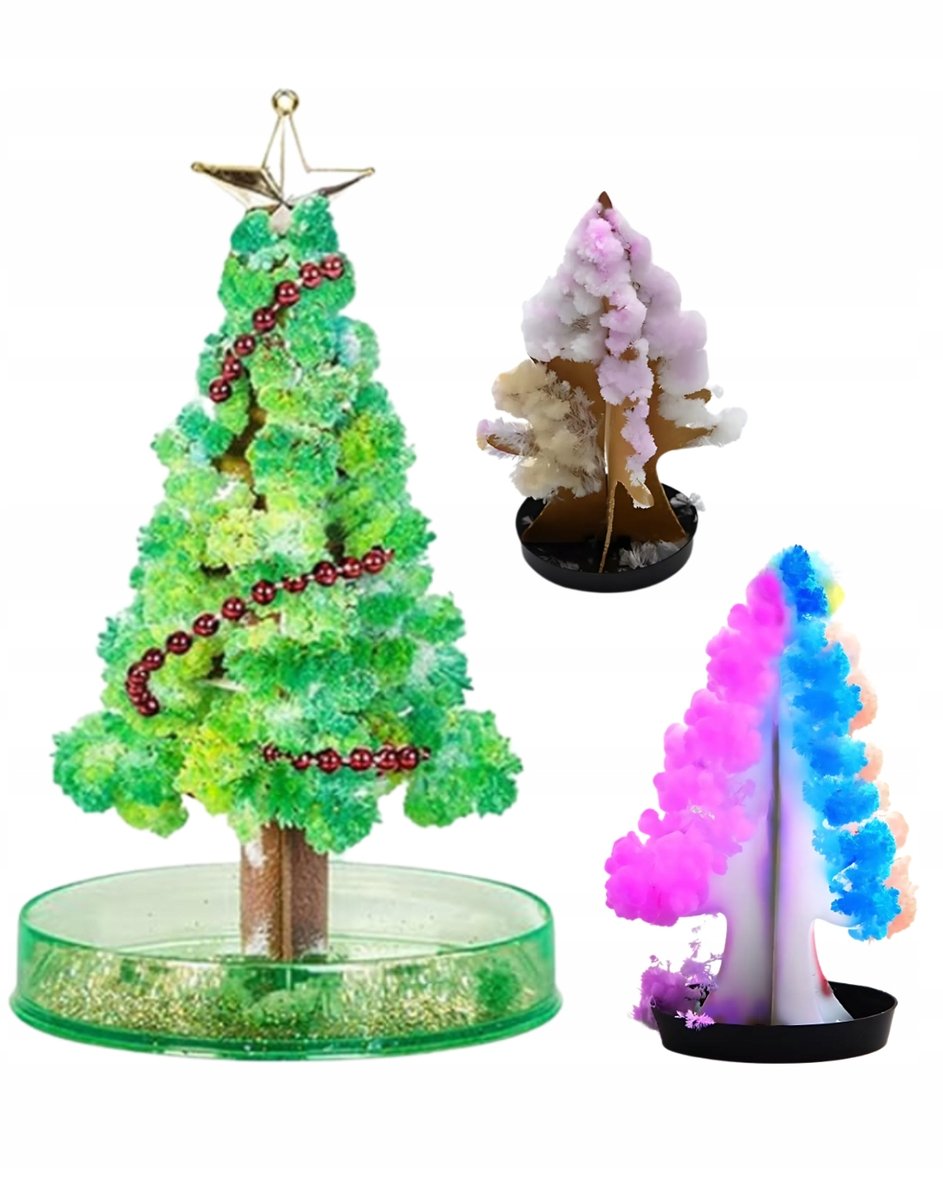 MAGICZNE KWITNĄCE DRZEWKO CHOINKA KRYSTALIZACJA EKSPERYMENT NAUKA DLA DZIEC