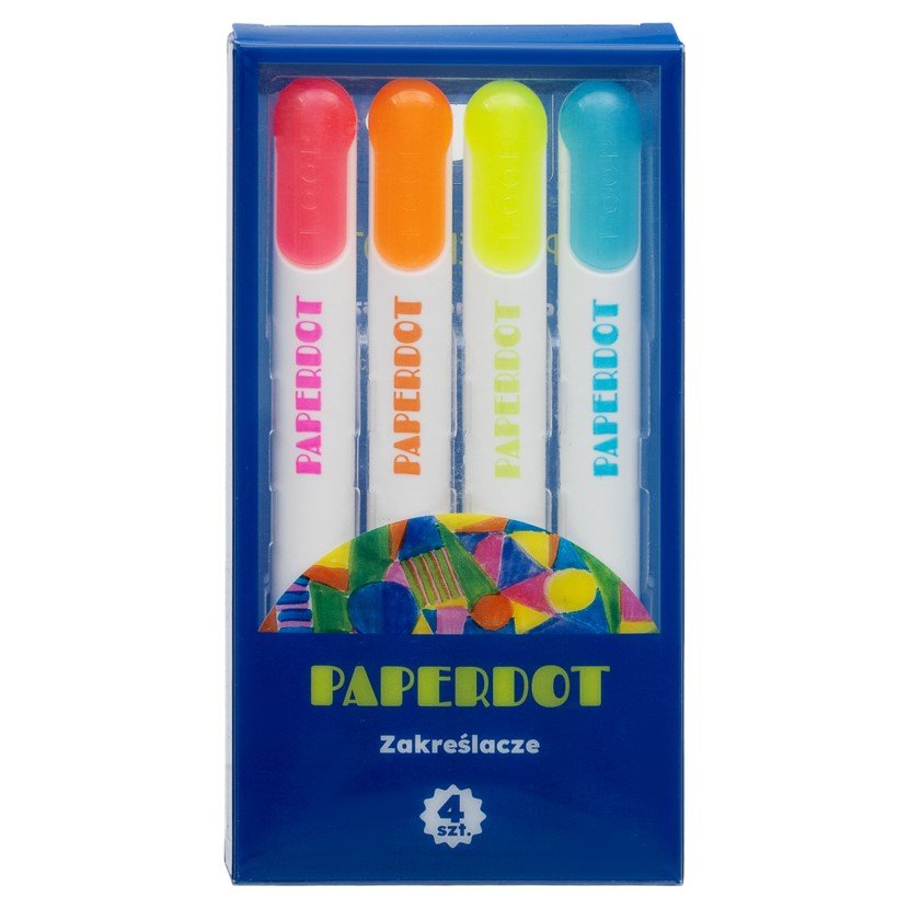 Paperdot, Zakreślacze Neonowe, Różnokolorowe, 4 sztuki