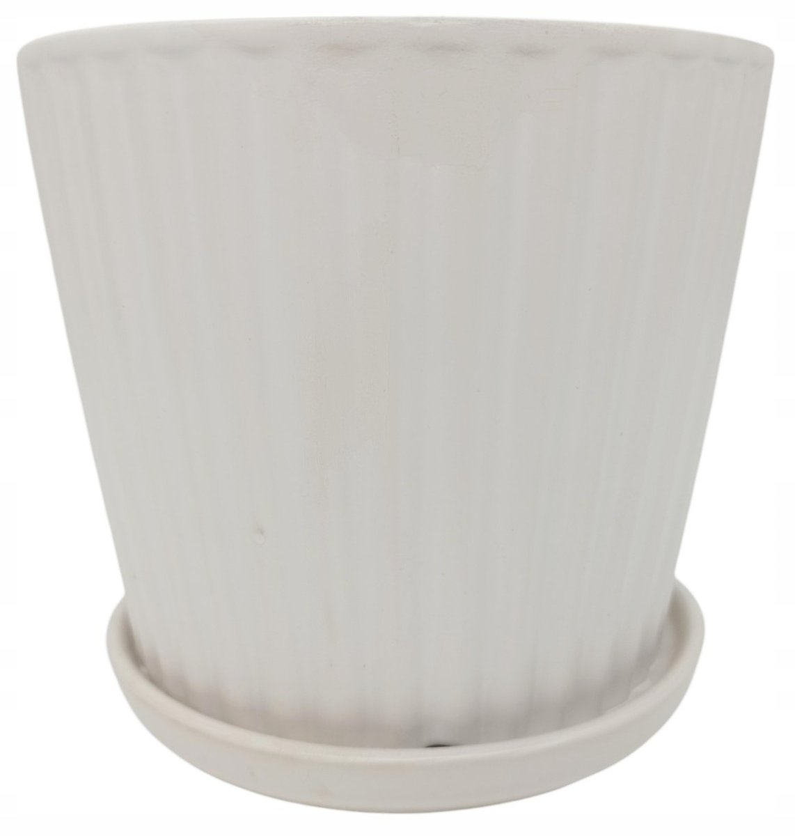 DONICZKA NA KWIATY DO DOMU CERAMICZNA RYFLOWANA Z PODSTAWKĄ 16,5 x 17,5 cm