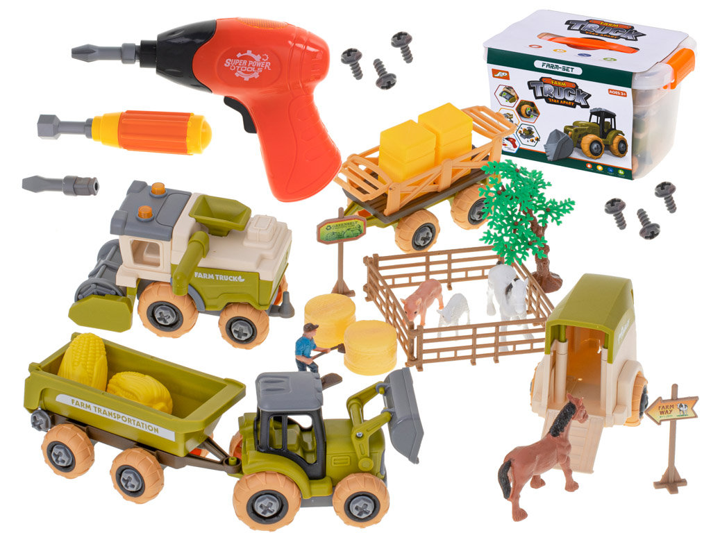 DLA DZIECI ZESTAW FARMA TRAKTOR ZWIERZĘTA ZAGRODA KONIE