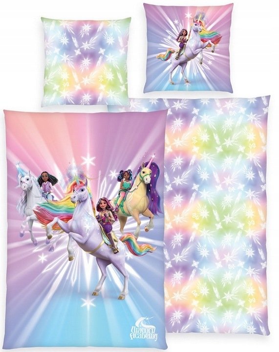 Pościel bawełniana 140x200 Jednorożec Unicorn koń konik kucyk różowa Konie