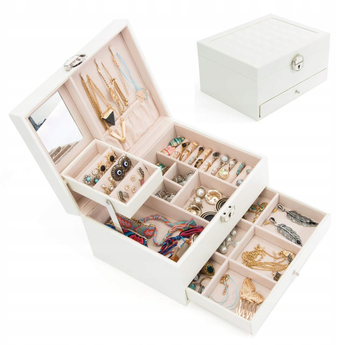 Szkatułka Pudełko Organizer Na Biżuterię Etui C2