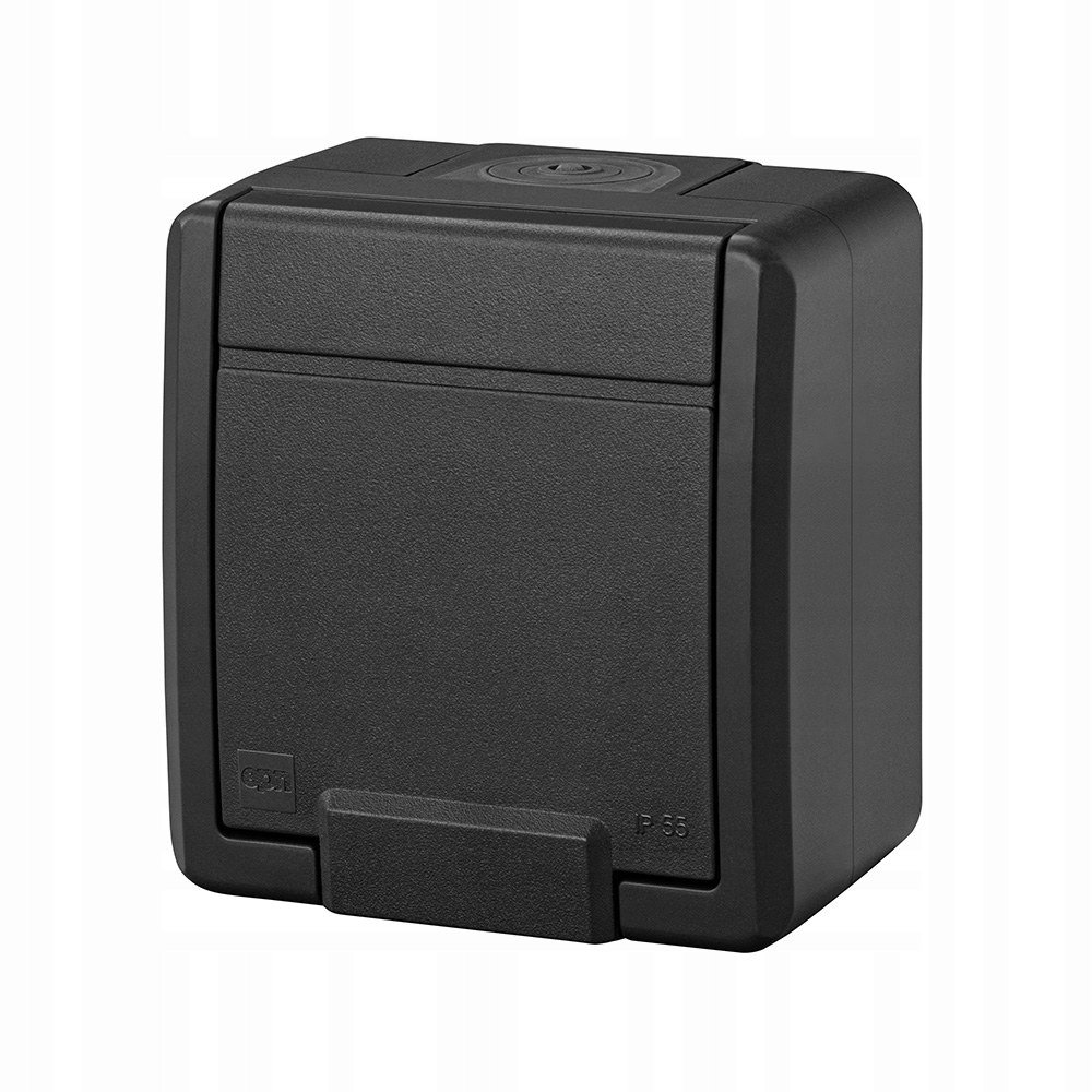 Gniazdo natynkowe N/T, pojedyncze z uziemieniem IP55, antracyt AQUANT 2K