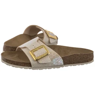 Klapki Catalina Cushion Buckle Shiny Snake Cream 1030360 (BK317-a) Birkenstock