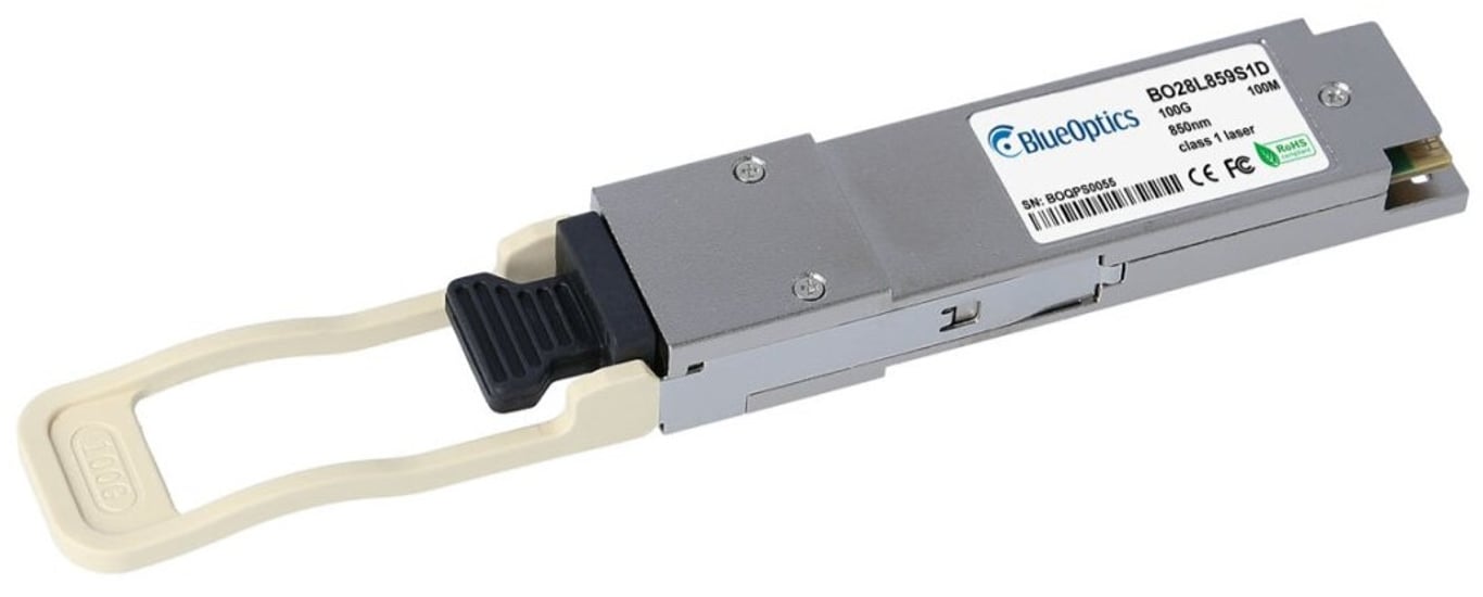 BlueOptics QSFP-100G-SR4-S moduł przekaźników sieciowych Swiatłowód 100000 Mbit/s QSFP28 850 nm QSFP-100G-SR4-S-BO
