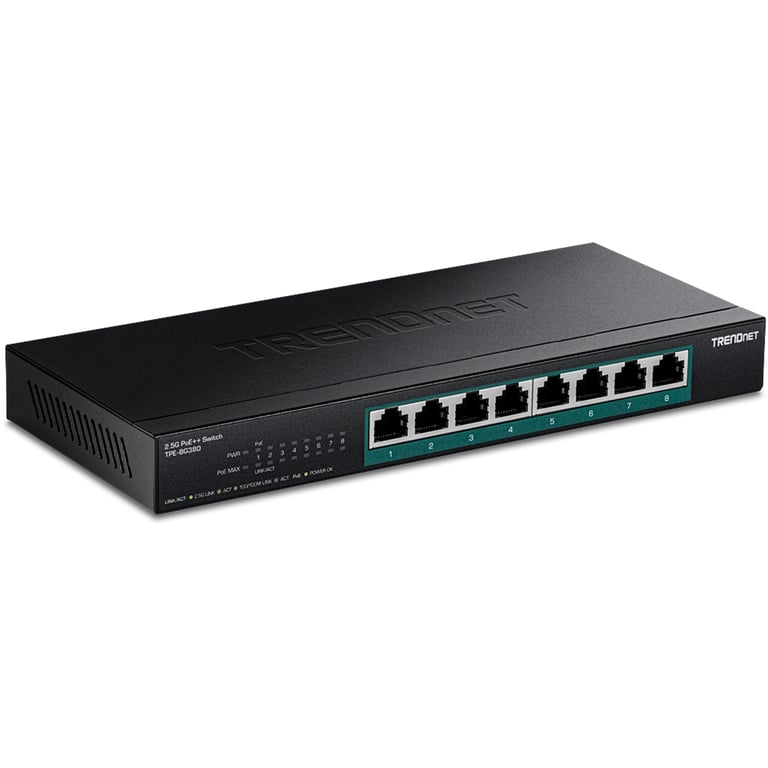 Trendnet TPE-BG380 łącza sieciowe Nie zarządzany 2.5G Ethernet (100/1000/2500) Obsługa PoE Czarny TPE-BG380