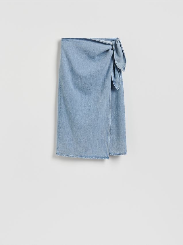 Reserved - Jeansowa spódnica midi - niebieski