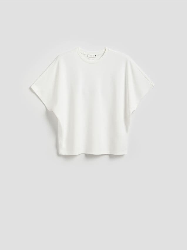 Reserved - T-shirt oversize z Modalem - biały
