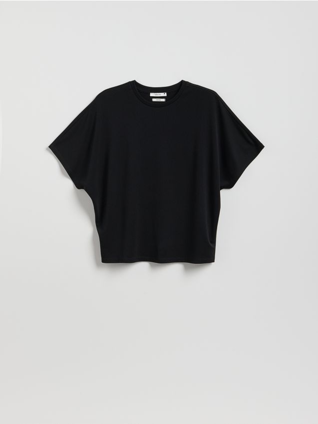 Reserved - T-shirt oversize z Modalem - czarny