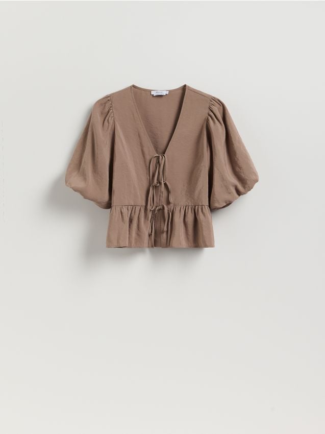 Reserved - Bluzka z modalem - beżowy