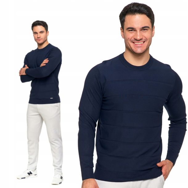 Elegancki Sweter Męski Okrągły Dekolt Klasyczny z Wiskozy Wygodny MORAJ XXL