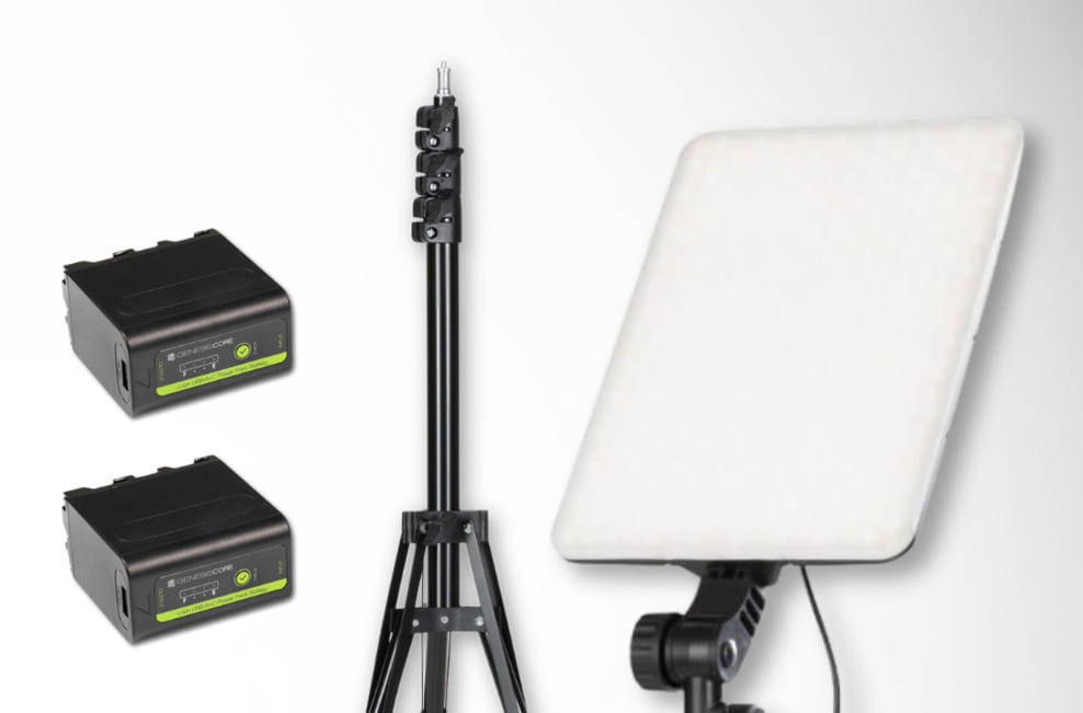 Zestaw Quadralite Thea 450 LED Panel + statyw Verso 190 AL Basic + dwie baterie Genesis NP-F970