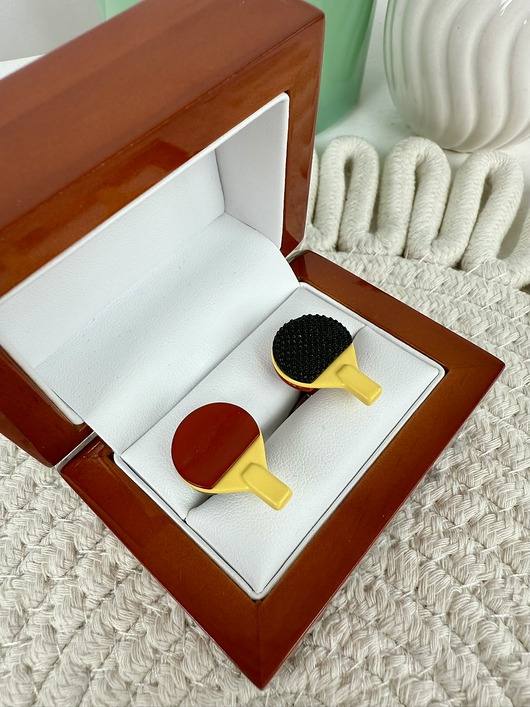 SPINKI DO MANKIETÓW srebrne paletki ping pong