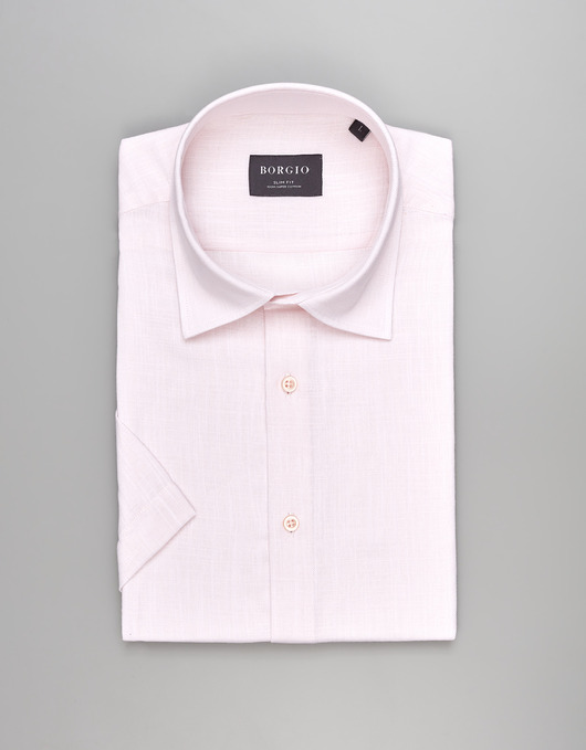 Koszula canosa 00550 na krótki rękaw róż slim fit