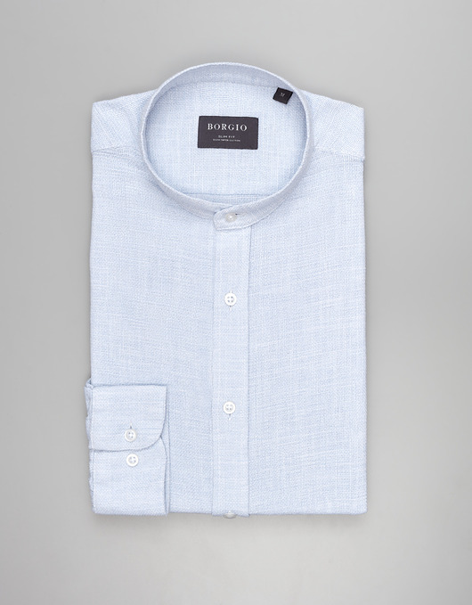 Koszula limido ze stójką 00561 długi rękaw błękit slim fit