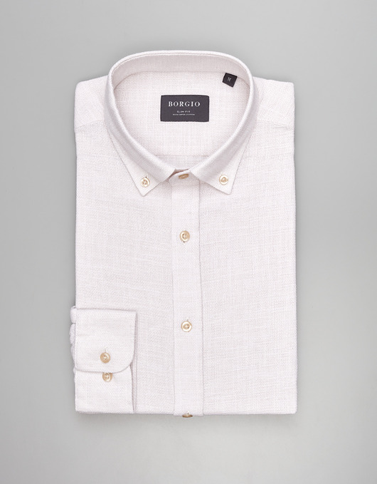 Koszula limido 00559 długi rękaw beżowy slim fit